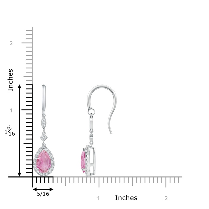 8x5mm A Pear-Shaped Pink Tourmaline Drop Earrings with Diamond Halo in P950 Platinum product image
