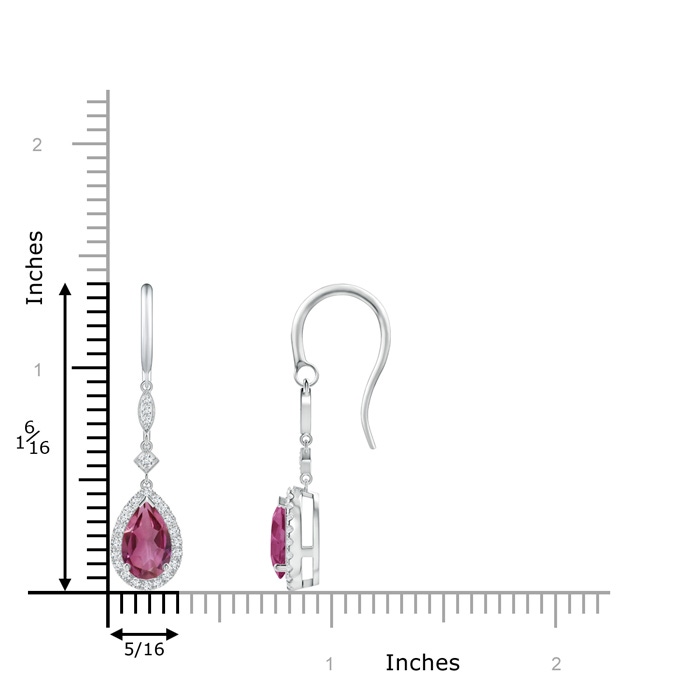 8x5mm AAAA Pear-Shaped Pink Tourmaline Drop Earrings with Diamond Halo in White Gold product image