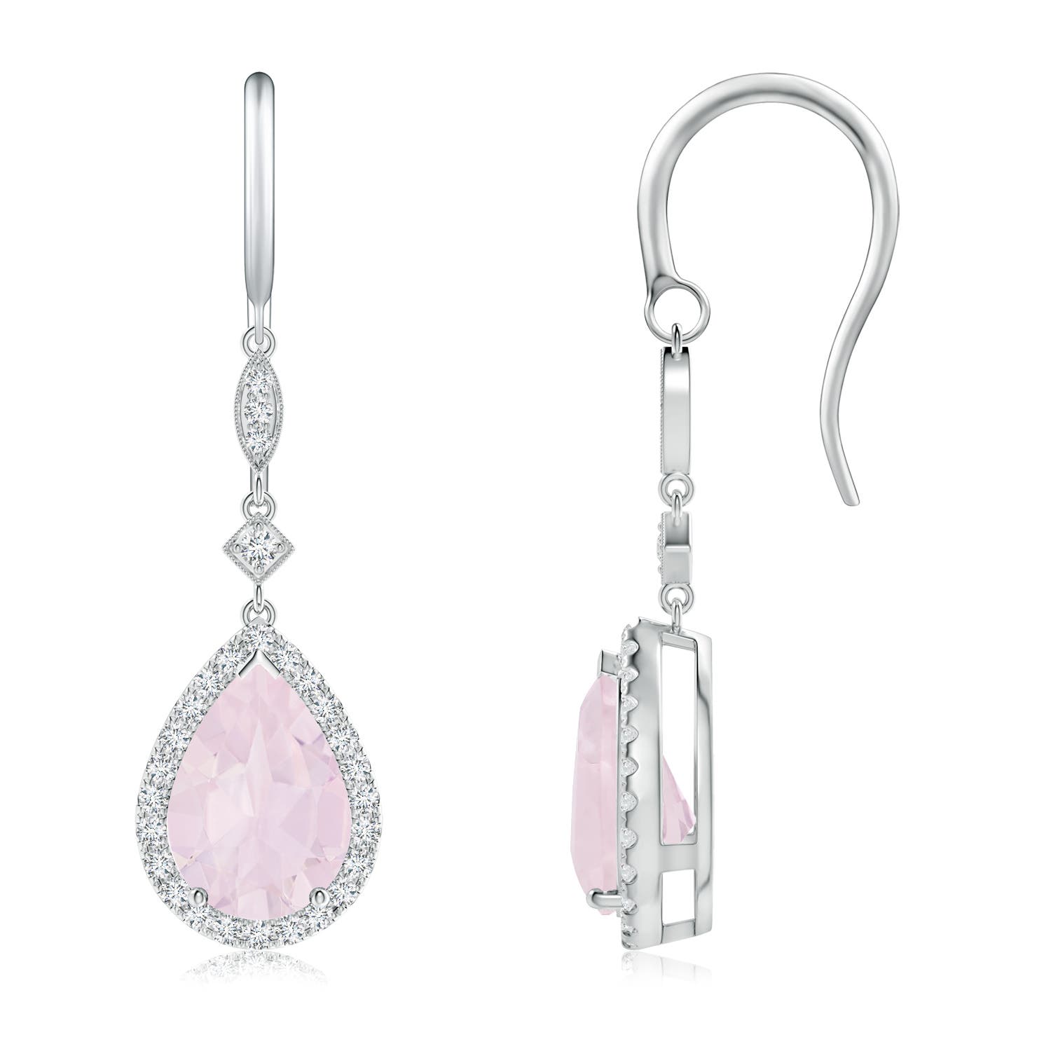 A - Rose Quartz / 3.44 CT / 14 KT White Gold