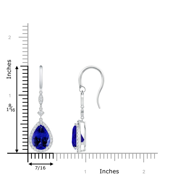 10x7mm AAAA Pear-Shaped Tanzanite Drop Earrings with Diamond Halo in White Gold product image