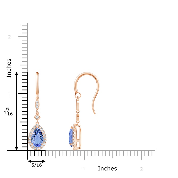 8x5mm A Pear-Shaped Tanzanite Drop Earrings with Diamond Halo in 9K Rose Gold product image