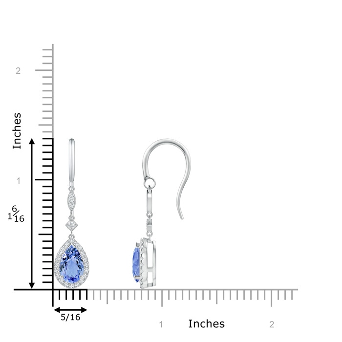8x5mm A Pear-Shaped Tanzanite Drop Earrings with Diamond Halo in P950 Platinum product image