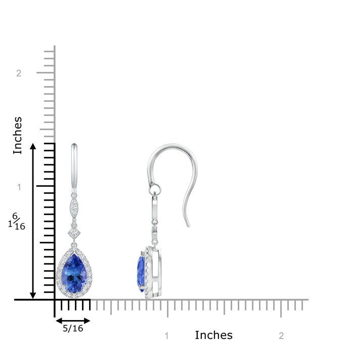 8x5mm AA Pear-Shaped Tanzanite Drop Earrings with Diamond Halo in P950 Platinum product image