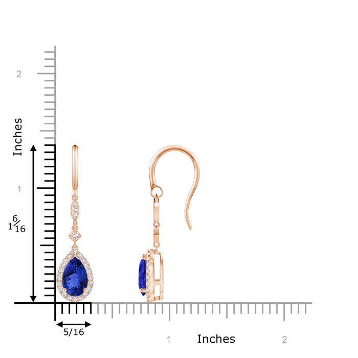 8x5mm AAA Pear-Shaped Tanzanite Drop Earrings with Diamond Halo in Rose Gold product image