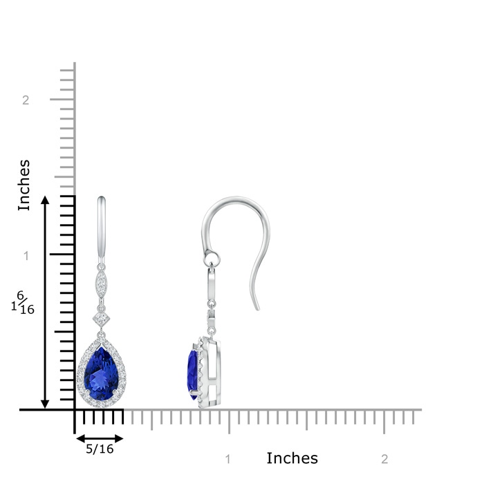 8x5mm AAA Pear-Shaped Tanzanite Drop Earrings with Diamond Halo in White Gold Product Image