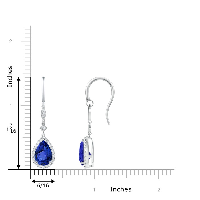 9x6mm AAA Pear-Shaped Tanzanite Drop Earrings with Diamond Halo in White Gold product image