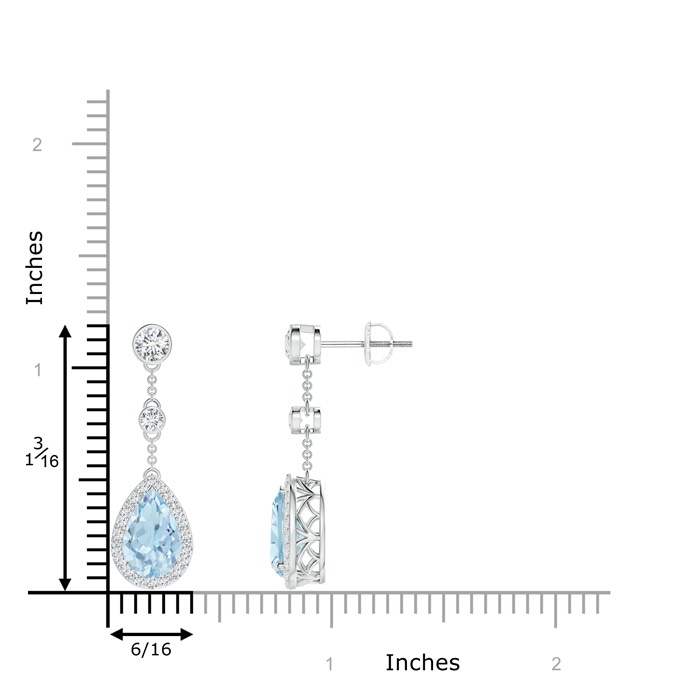 9x6mm AA Vintage Style Pear-Shaped Aquamarine Halo Drop Earrings in White Gold product image