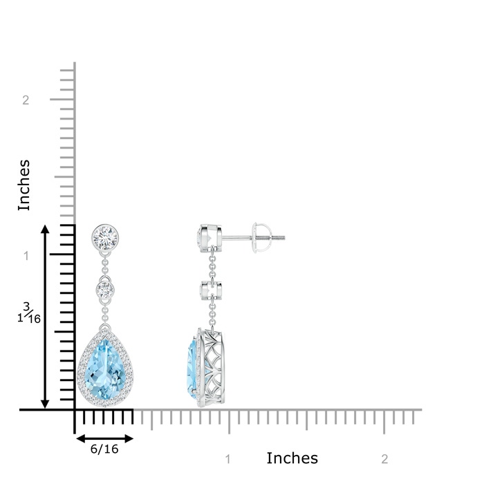 9x6mm AAAA Vintage Style Pear-Shaped Aquamarine Halo Drop Earrings in P950 Platinum Product Image