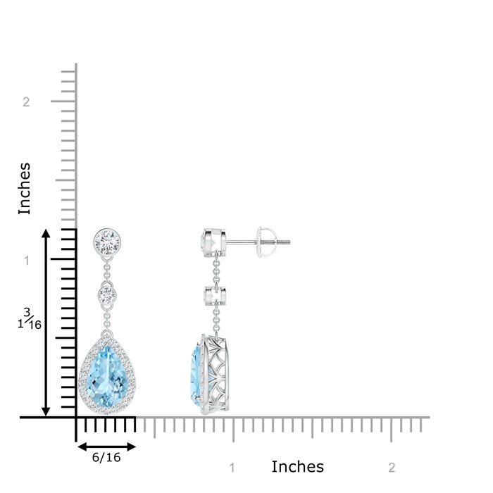 9x6mm AAAA Vintage Style Pear-Shaped Aquamarine Halo Drop Earrings in P950 Platinum product image