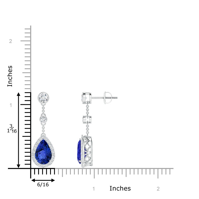 9x6mm AAA Vintage Style Pear-Shaped Tanzanite Halo Drop Earrings in P950 Platinum product image