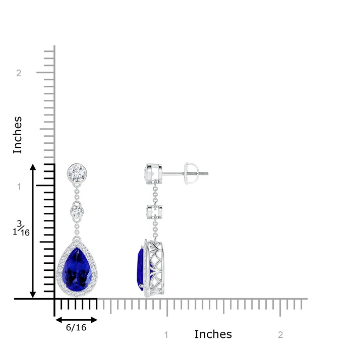 9x6mm AAAA Vintage Style Pear-Shaped Tanzanite Halo Drop Earrings in White Gold product image