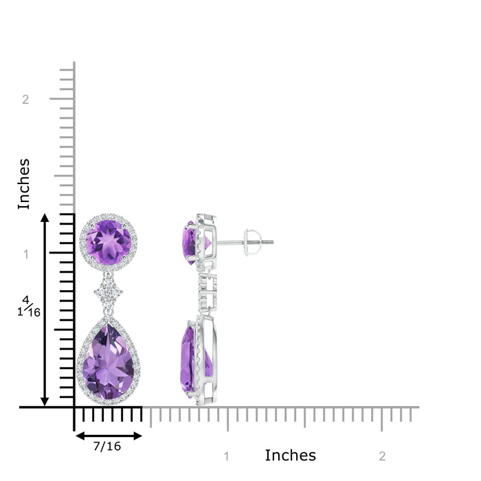 12x8mm A Two Tier Amethyst Drop Earrings with Diamond Halo in White Gold product image