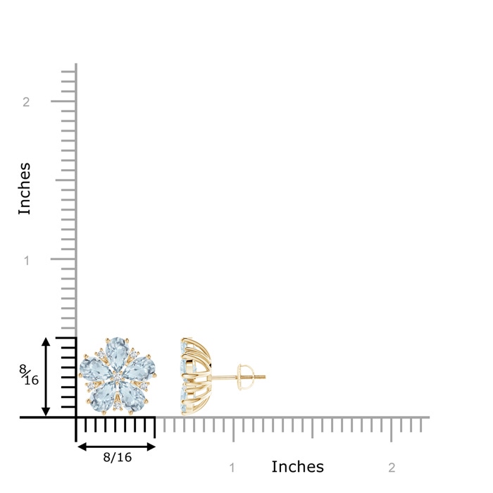 6x4mm A Pear-Shaped Aquamarine and Diamond Flower Stud Earrings in 10K Yellow Gold product image