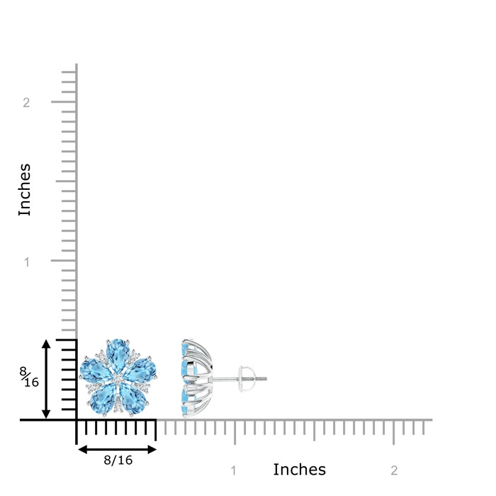 6x4mm A Pear-Shaped Swiss Blue Topaz and Diamond Stud Earrings in White Gold product image