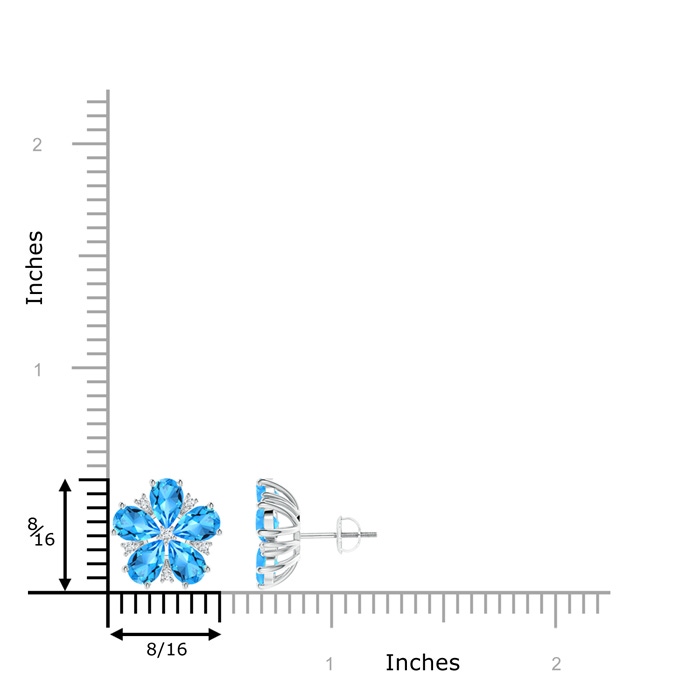 6x4mm AAAA Pear-Shaped Swiss Blue Topaz and Diamond Stud Earrings in White Gold product image