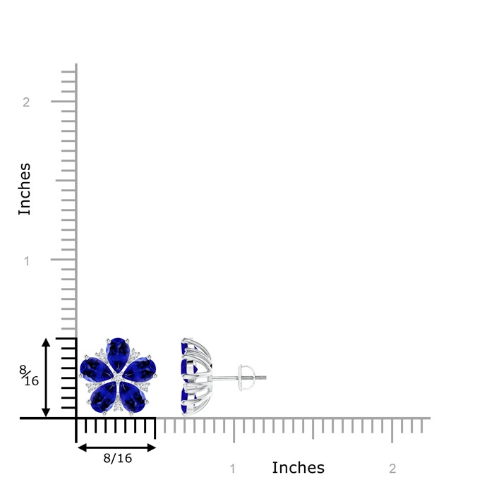 6x4mm AAAA Pear-Shaped Tanzanite and Diamond Flower Stud Earrings in White Gold product image