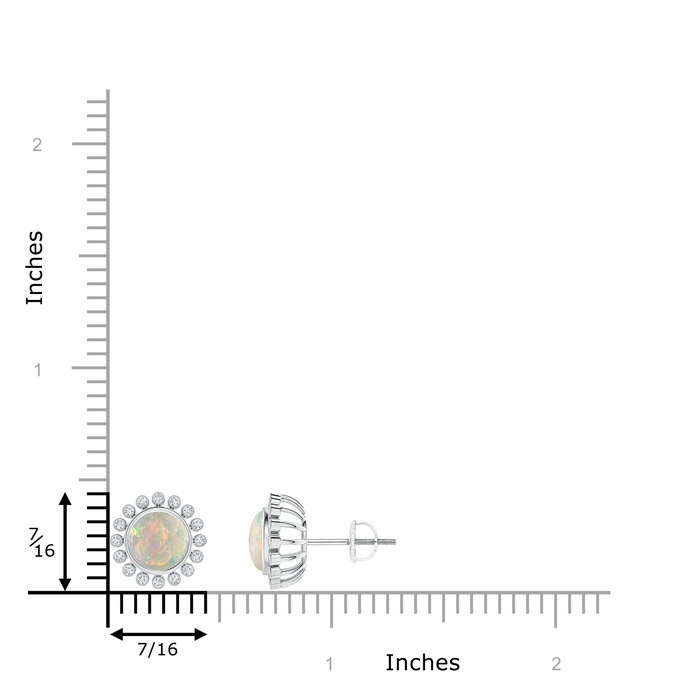6mm AAAA Bezel-Set Opal and Diamond Halo Stud Earrings in P950 Platinum product image
