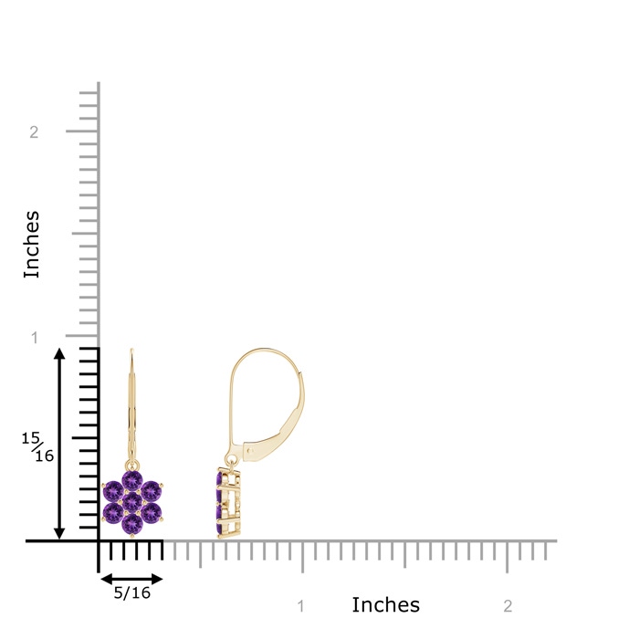 2.5mm AAAA Round Amethyst Floral Cluster Dangle Earrings in Yellow Gold product image