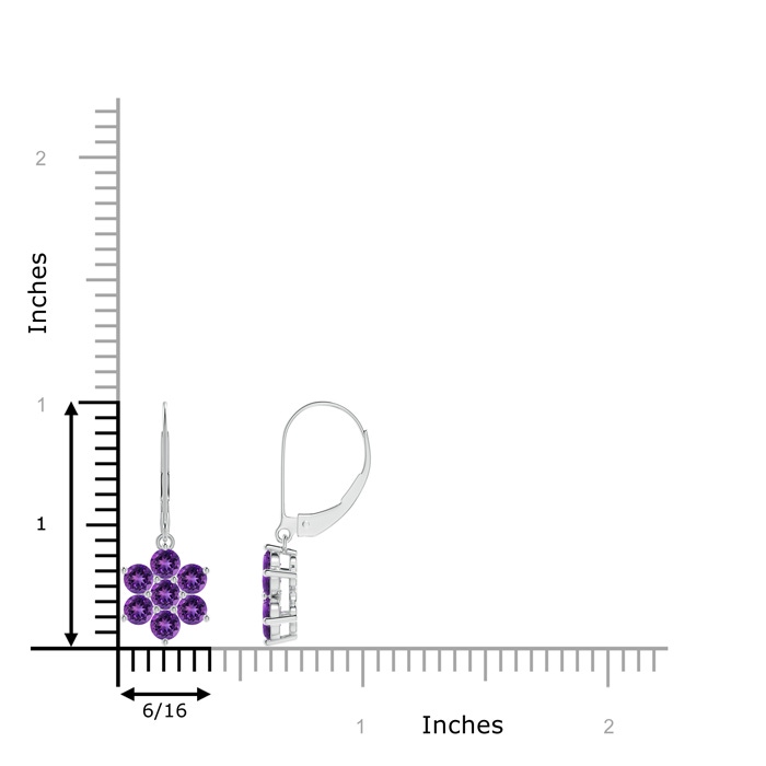 3mm AAAA Round Amethyst Floral Cluster Dangle Earrings in White Gold product image