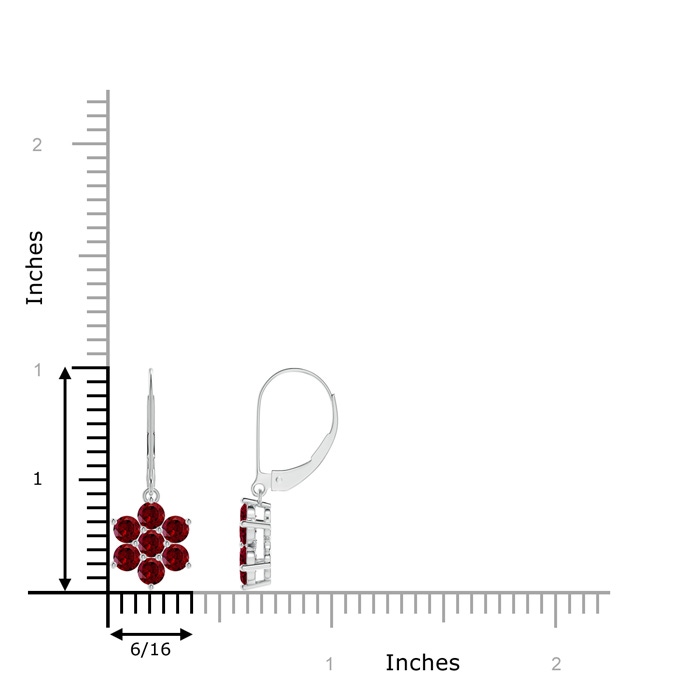 3mm AAA Round Garnet Floral Cluster Dangle Earrings in White Gold product image