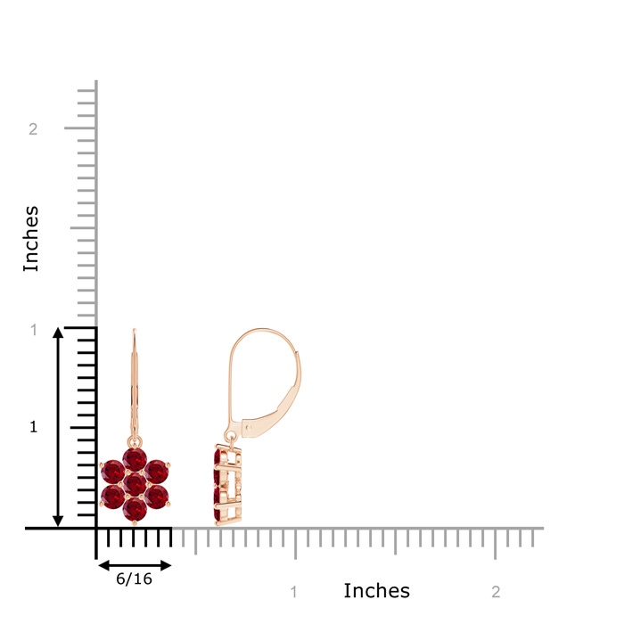3mm AAAA Round Garnet Floral Cluster Dangle Earrings in Rose Gold product image