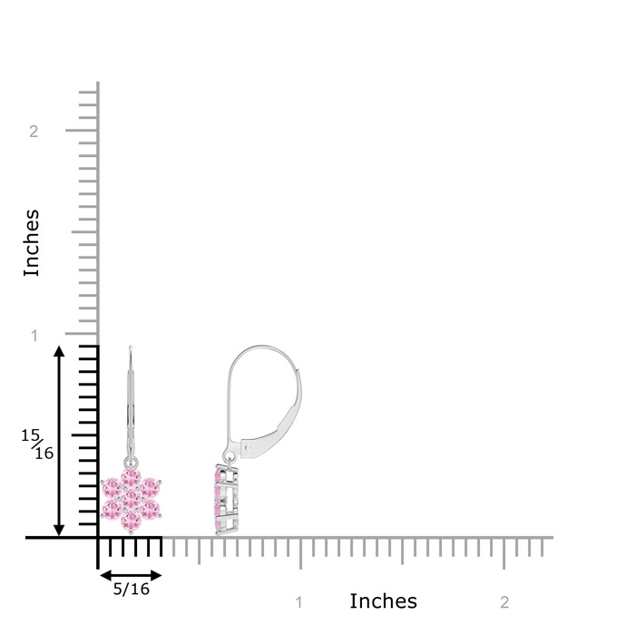 2.5mm A Round Pink Tourmaline Floral Cluster Dangle Earrings in P950 Platinum product image