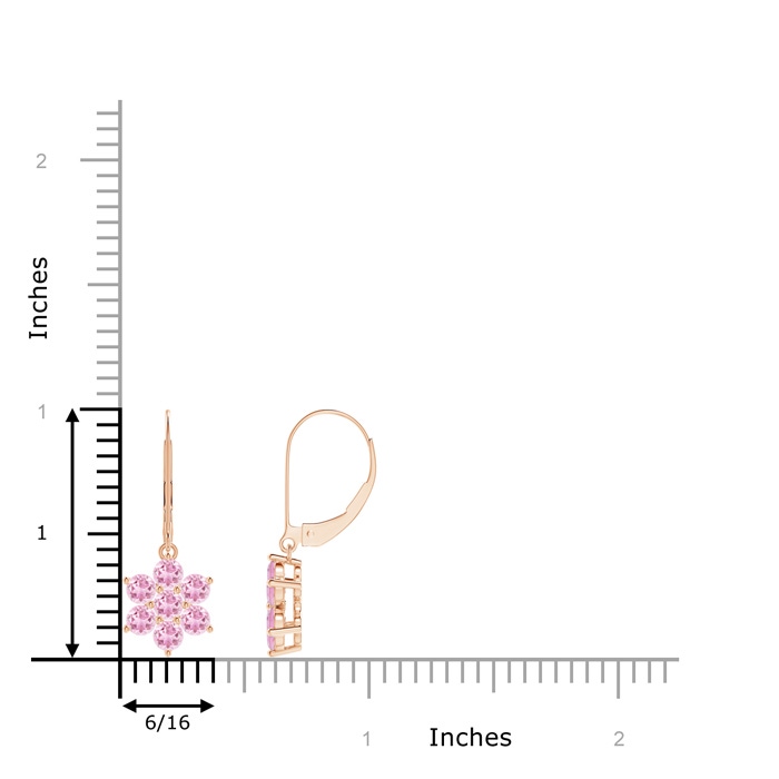 3mm A Round Pink Tourmaline Floral Cluster Dangle Earrings in Rose Gold product image