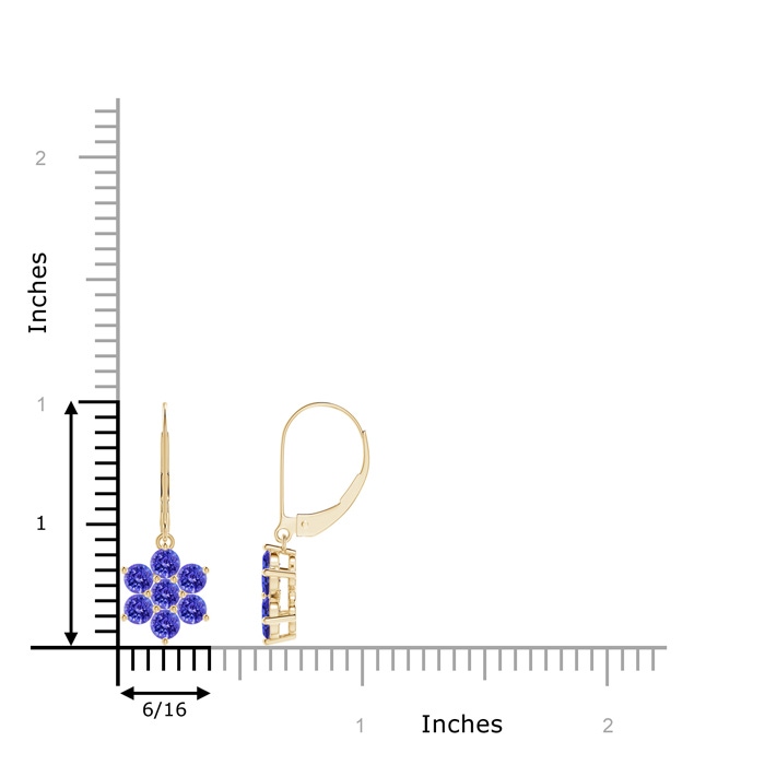 3mm AAAA Round Tanzanite Floral Cluster Dangle Earrings in Yellow Gold product image