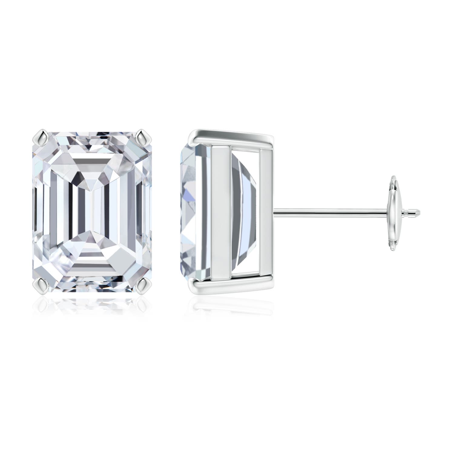 Angara 7.0 CTW Prong-Set Emerald-Cut Diamond Solitaire Stud Earrings in 14K White Gold