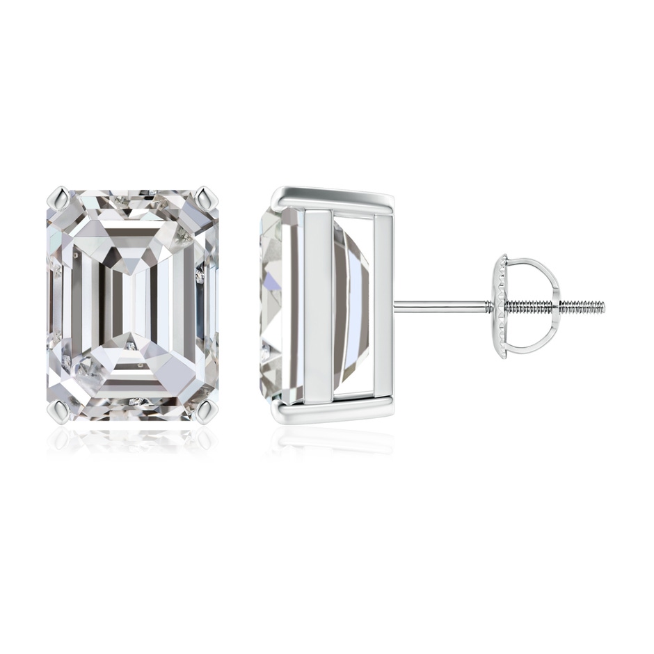10x7.5mm IJI1I2 Prong-Set Emerald-Cut Diamond Solitaire Stud Earrings in P950 Platinum 