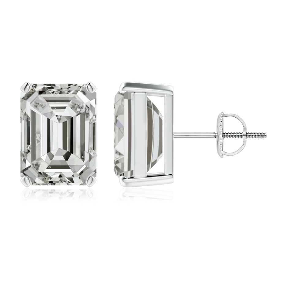 10x7.5mm KI3 Prong-Set Emerald-Cut Diamond Solitaire Stud Earrings in P950 Platinum 