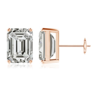 10x7.5mm KI3 Prong-Set Emerald-Cut Diamond Solitaire Stud Earrings in Rose Gold