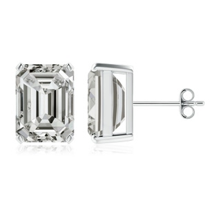 10x7.5mm KI3 Prong-Set Emerald-Cut Diamond Solitaire Stud Earrings in S999 Silver