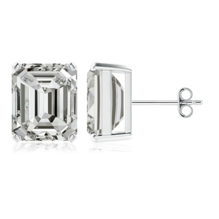 10x8.5mm KI3 Prong-Set Emerald-Cut Diamond Solitaire Stud Earrings in S999 Silver