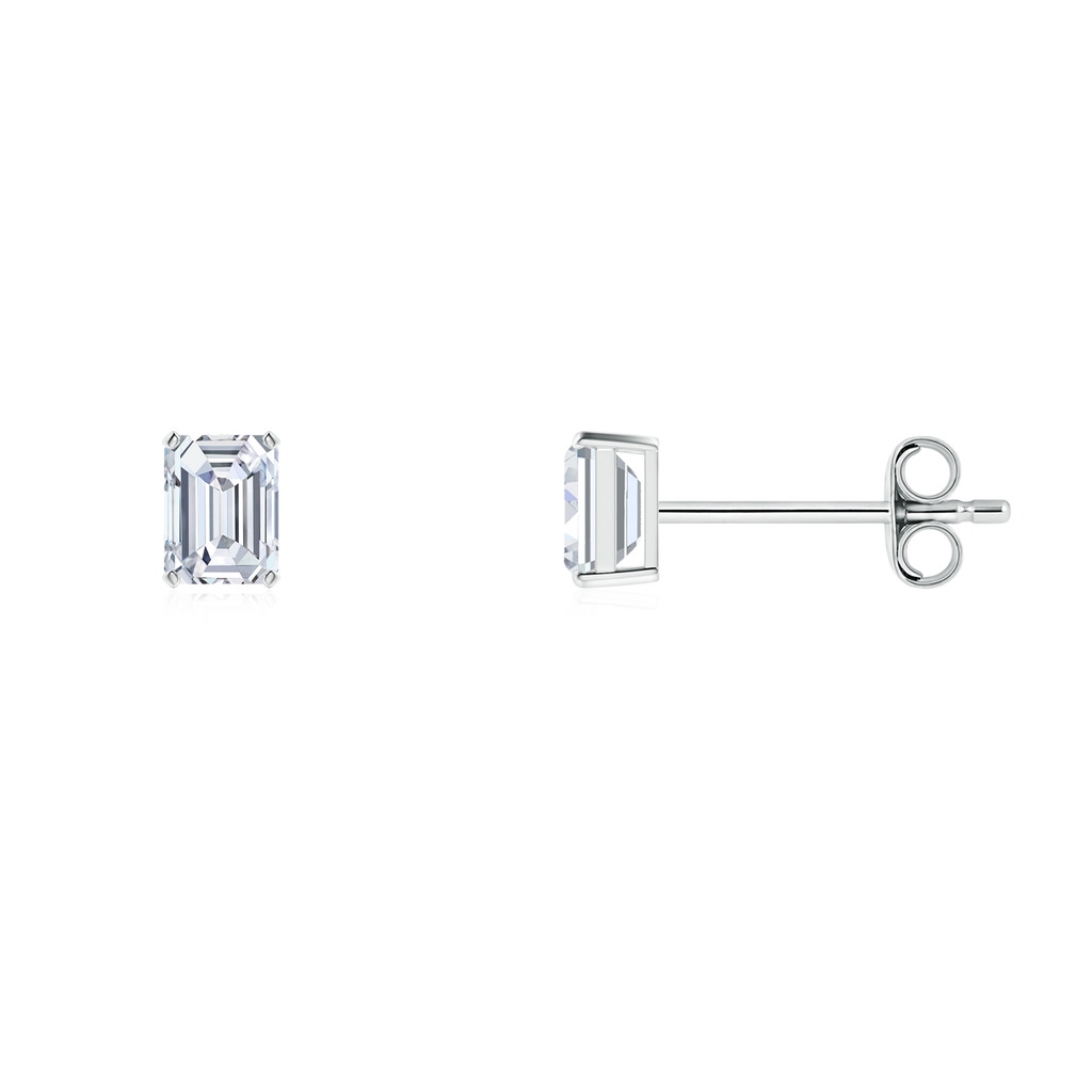4x3mm GVS2 Prong-Set Emerald-Cut Diamond Solitaire Stud Earrings in S999 Silver