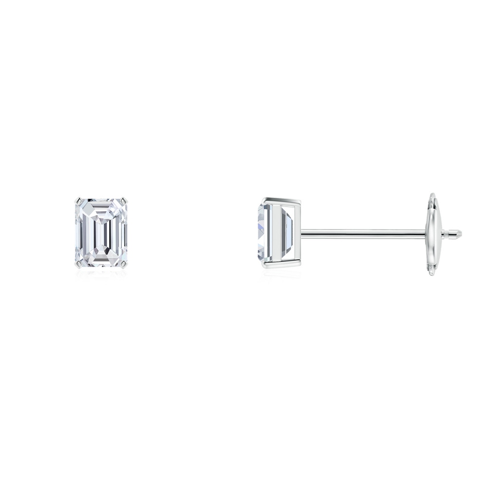 4x3mm HSI2 Prong-Set Emerald-Cut Diamond Solitaire Stud Earrings in White Gold
