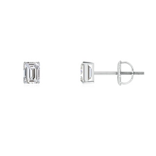 4x3mm IJI1I2 Prong-Set Emerald-Cut Diamond Solitaire Stud Earrings in P950 Platinum