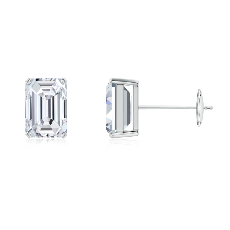 6x4mm HSI2 Prong-Set Emerald-Cut Diamond Solitaire Stud Earrings in White Gold 