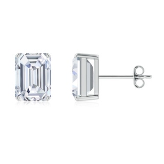 7x5mm GVS2 Prong-Set Emerald-Cut Diamond Solitaire Stud Earrings in S999 Silver