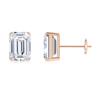 7x5mm HSI2 Prong-Set Emerald-Cut Diamond Solitaire Stud Earrings in Rose Gold