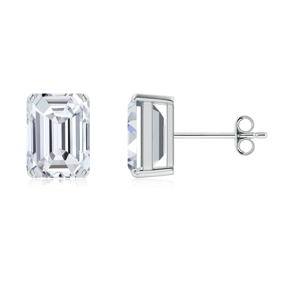7x5mm HSI2 Prong-Set Emerald-Cut Diamond Solitaire Stud Earrings in S999 Silver 