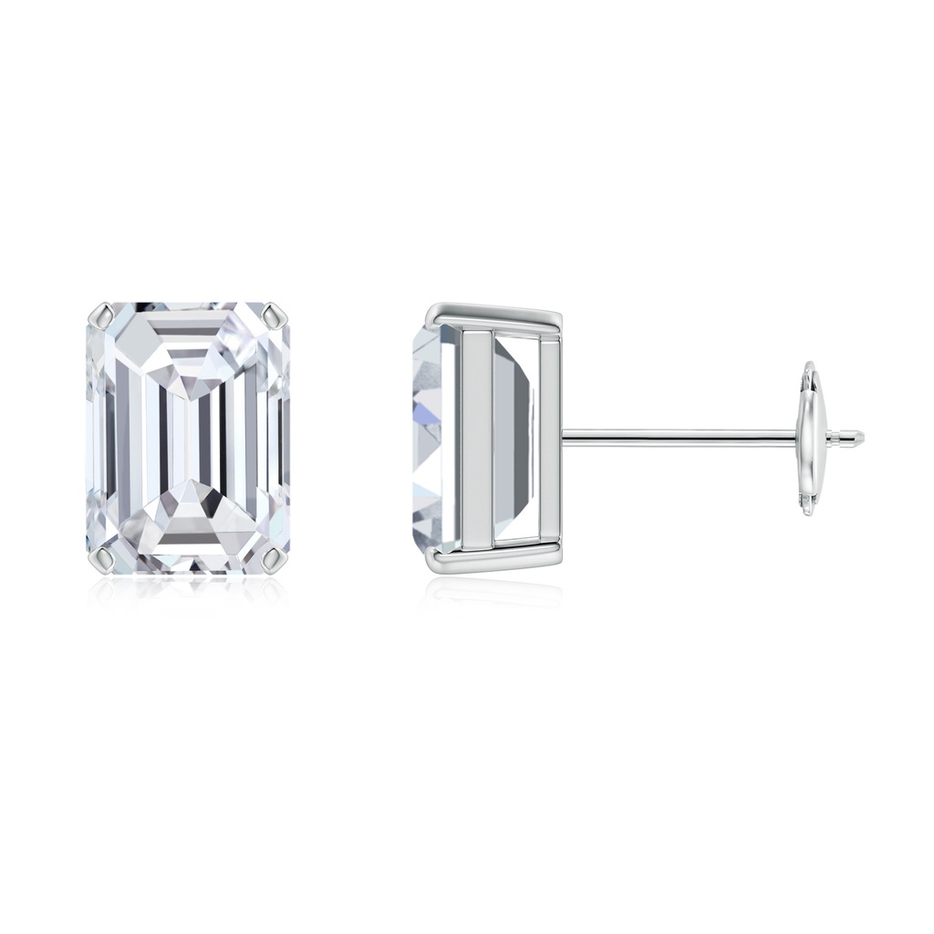 7x5mm HSI2 Prong-Set Emerald-Cut Diamond Solitaire Stud Earrings in White Gold