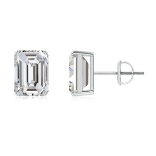 7x5mm IJI1I2 Prong-Set Emerald-Cut Diamond Solitaire Stud Earrings in P950 Platinum