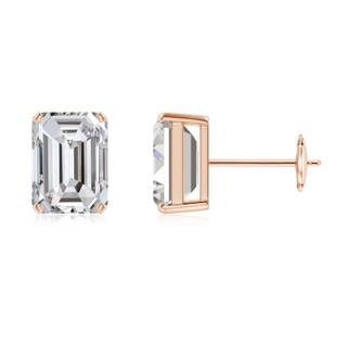 7x5mm IJI1I2 Prong-Set Emerald-Cut Diamond Solitaire Stud Earrings in Rose Gold