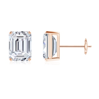 8.5x6.5mm HSI2 Prong-Set Emerald-Cut Diamond Solitaire Stud Earrings in Rose Gold
