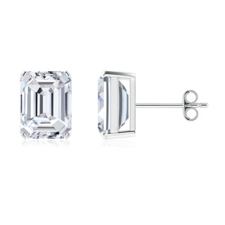 8.5x6.5mm HSI2 Prong-Set Emerald-Cut Diamond Solitaire Stud Earrings in S999 Silver