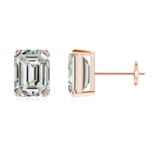 8.5x6.5mm KI3 Prong-Set Emerald-Cut Diamond Solitaire Stud Earrings in Rose Gold