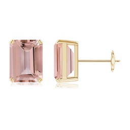 Solitaire Studs Yellow Gold Morganite Earrings