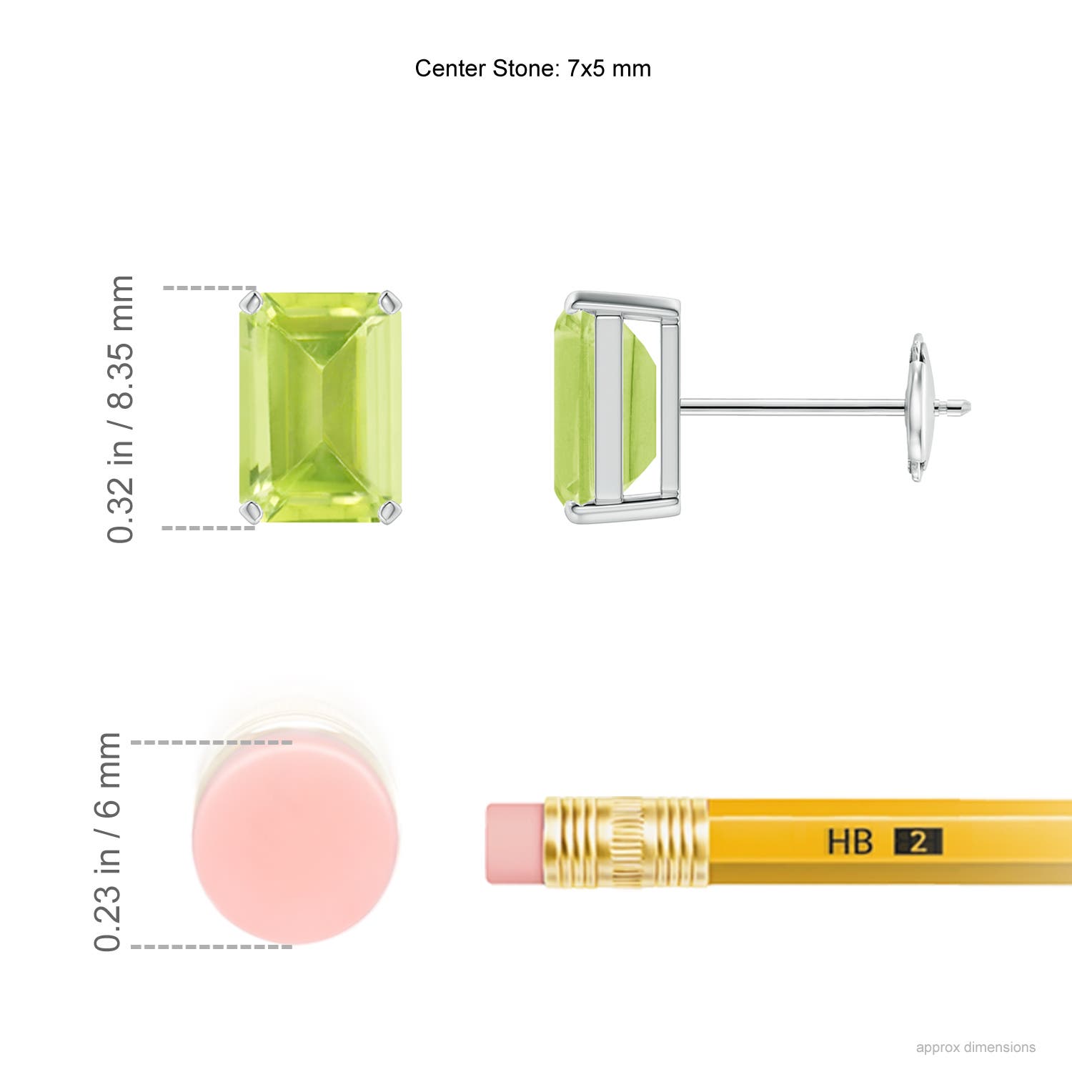 A - Peridot / 2 CT / 14 KT White Gold