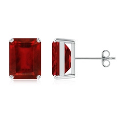 Solitaire Studs Silver Ruby Earrings